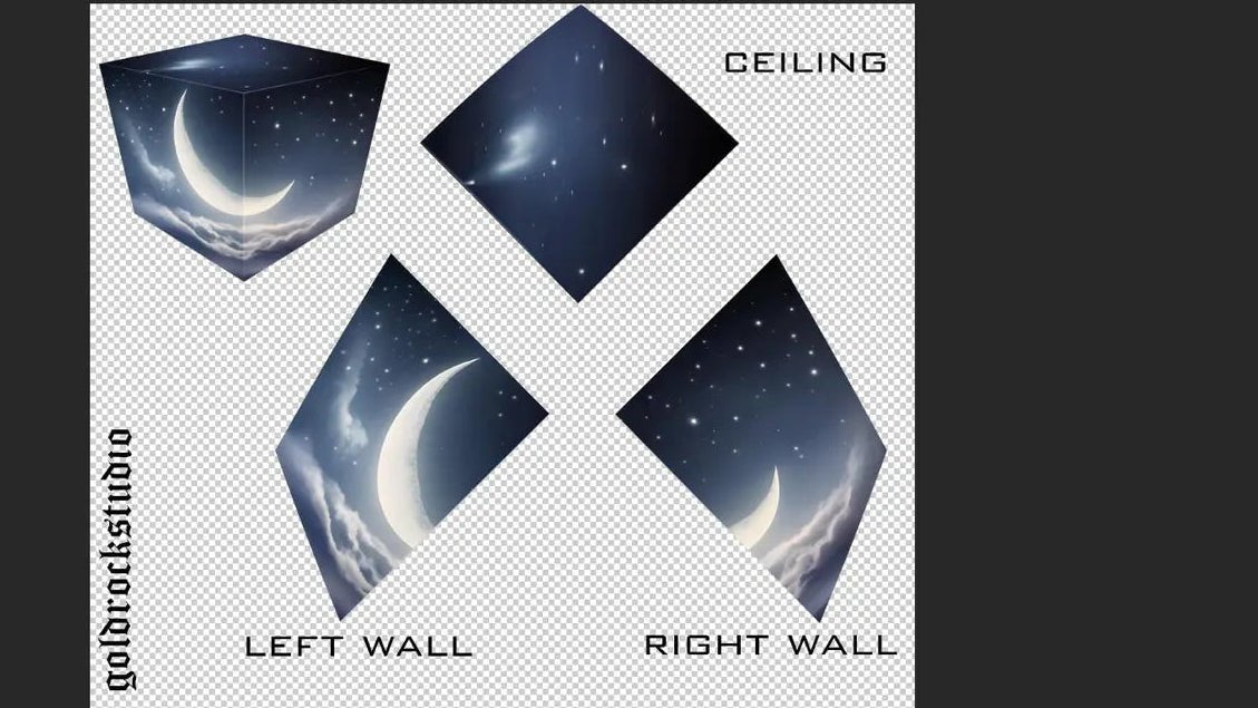 moon 3d wall corner sticker illusion