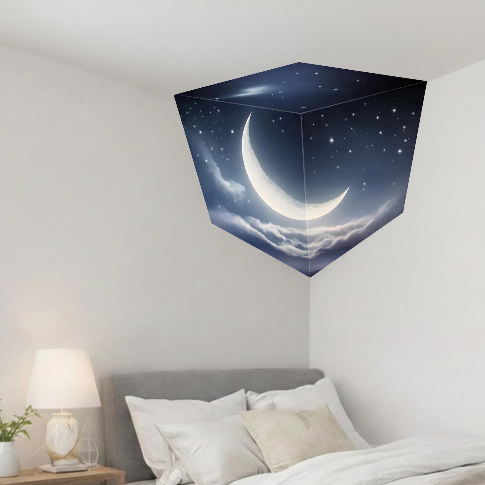 moon 3d wall corner sticker illusion