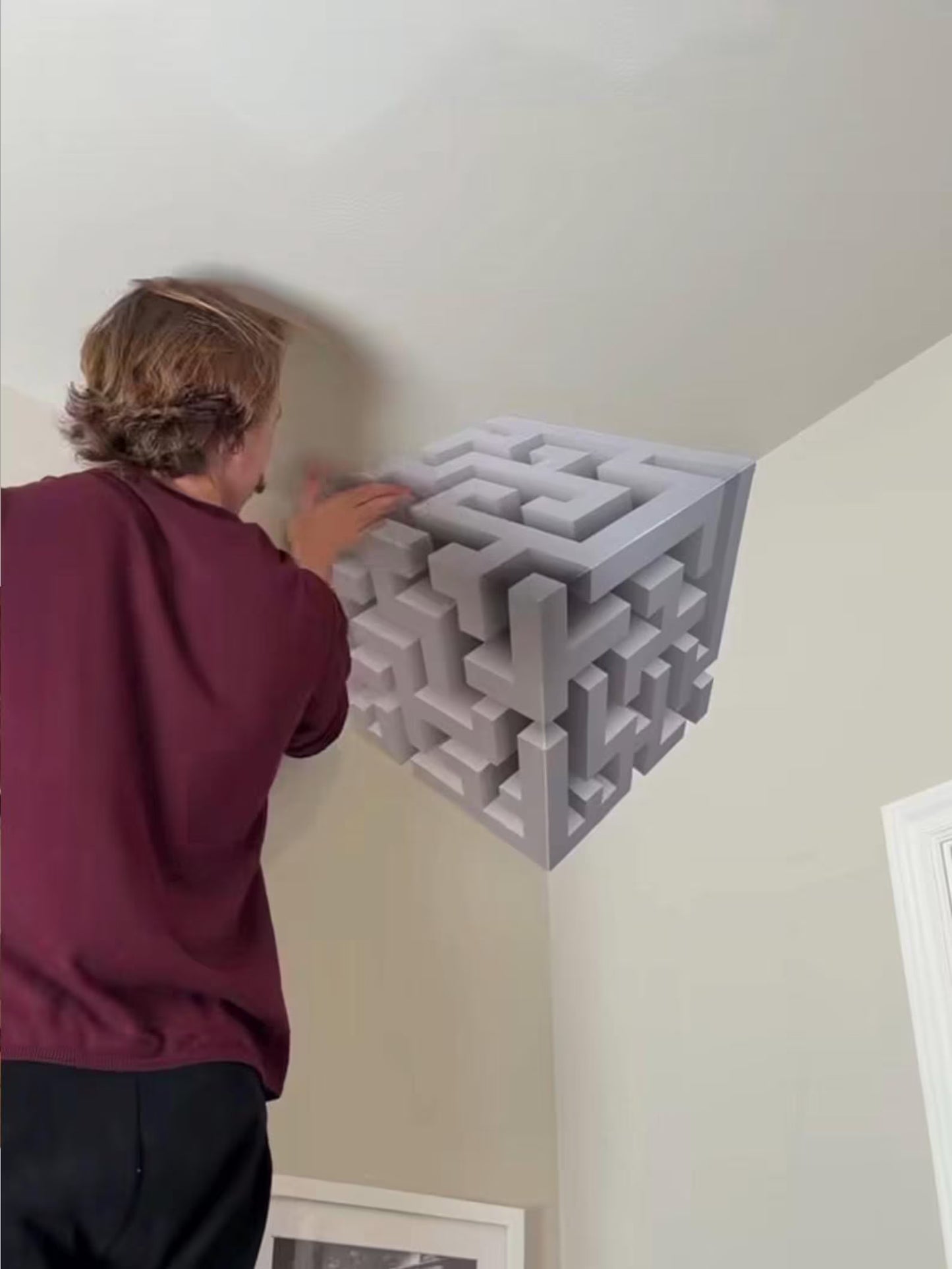3d wall corner sticker cube illusion