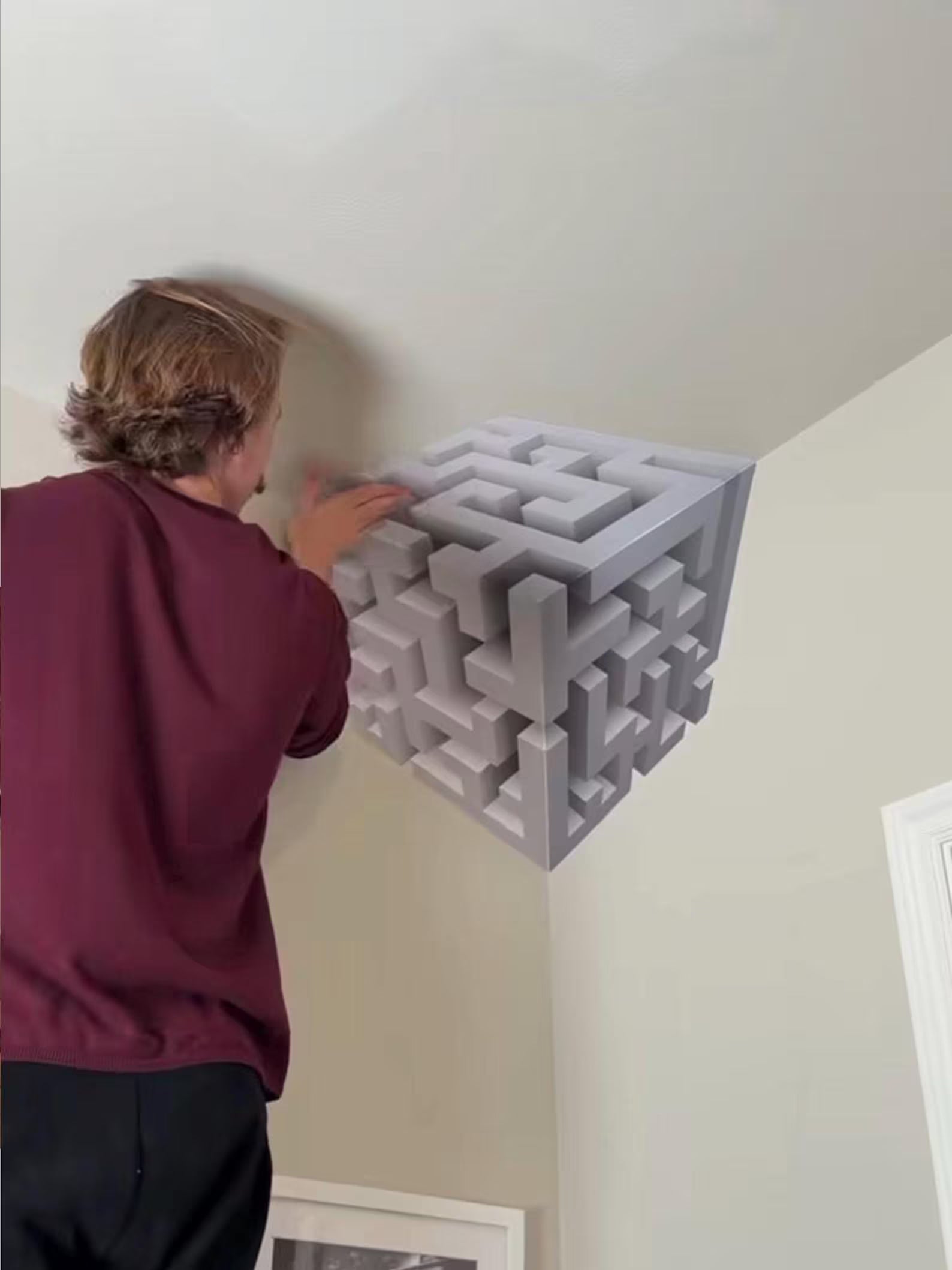 3d wall corner sticker cube illusion