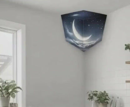 Moon 3D Wall Corner Sticker – Optical Illusion Cube Decor
