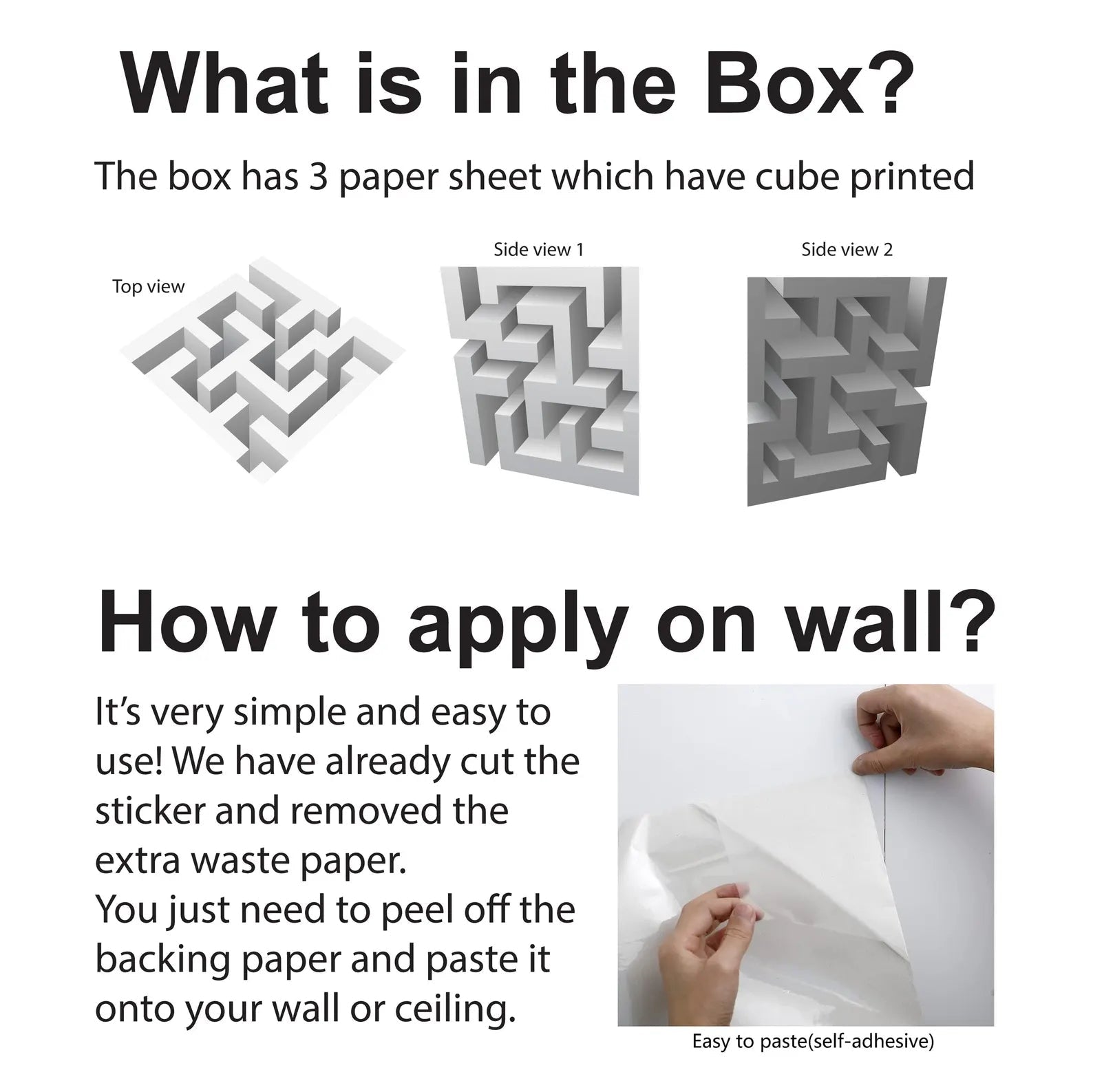 3d wall corner sticker cube illusion