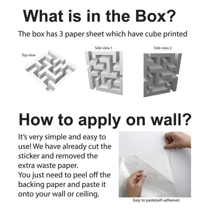 3d wall corner sticker cube illusion